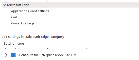 intune edge site to zone assignment list