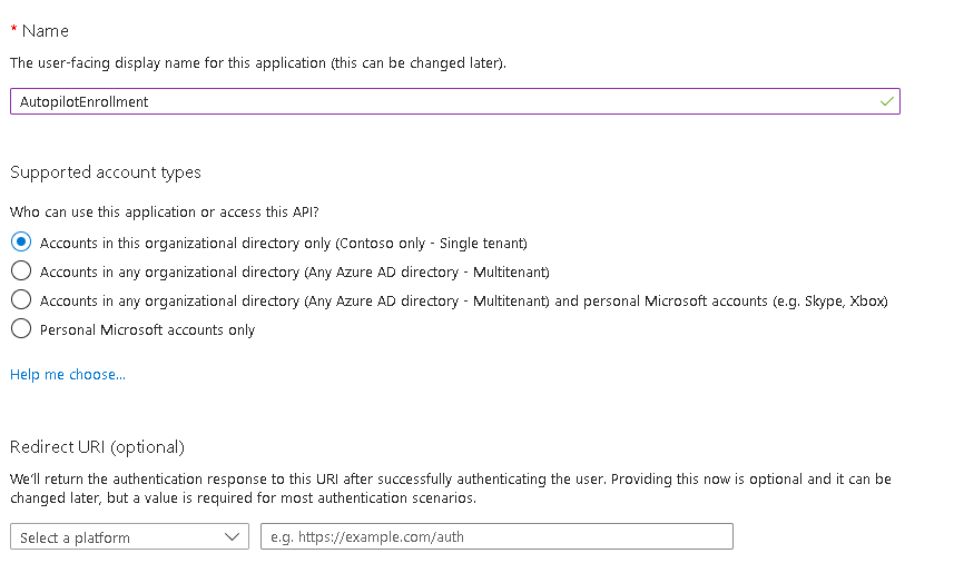 App Reg Name and Single Tenant